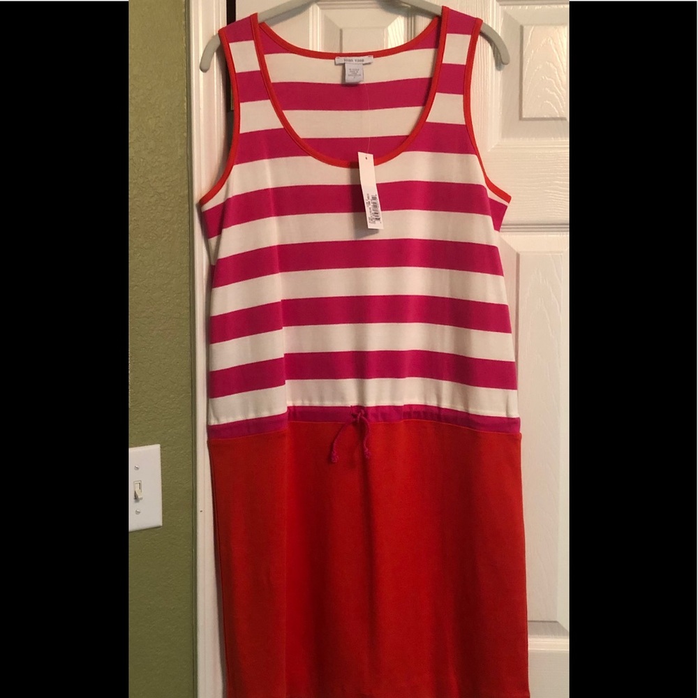 Joan Vass Colorblock/Stripe Tank Dress